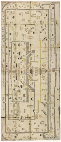 0200古地图1752 北京皇城图。纸本大小107.51*248.42厘米。宣纸原色仿真。700元包邮