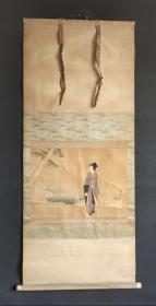 D792：回流手绘美女立轴(日本回流.回流老画.老字画)