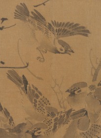 花鸟画，林良 乔林百雀图卷。纸本大小33.7*737.73厘米。宣纸原色仿真微喷