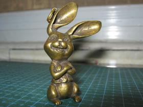 生肖系列：黄铜生肖兔钥匙扣挂件（生肖文化：生肖纪念品、生日礼品）