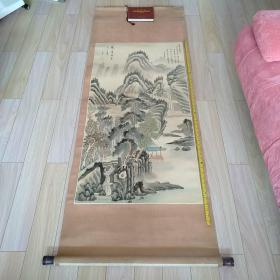 国画 ；携童访友进山来  · 竖轴   110cm  x  59cm（ 学生；张泽群，施永安等 16名学生赠给 周连奎老师 ）