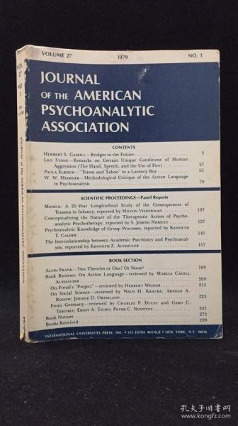 JOURNAL OF THE AMERICAN PSYCHOANALYTIC ASSOCIATION（美国精神分析学会杂志 1979年四册全 合售）