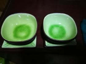 绿冰裂纹套碗2个套装