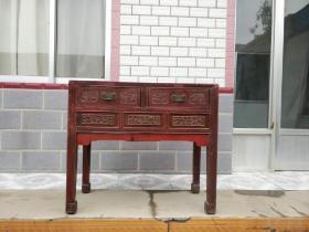 榉木书桌，民国时期，雕工精美，三面工，完美、漂亮、实用，98X45X86