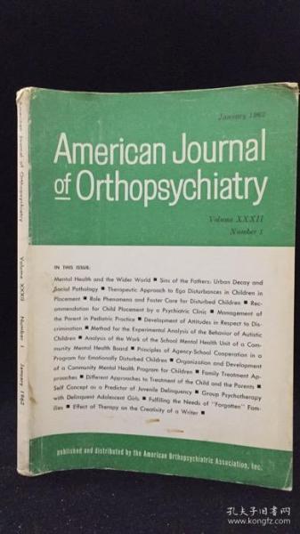 American Journal of Orthopsychiatiy（美国矫正精神病学杂志 1962年第1-3、5期 四册合售）