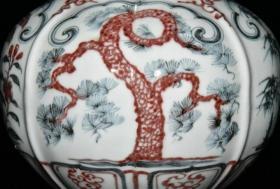 明洪武青花釉里红松竹梅盖罐
