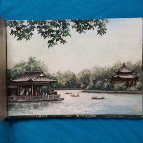 水粉风景画  第五册  册页 名胜古迹  10张  作者自制布面精装  长：32.5cm 宽：21cm  高：2.6cm  质量：1kg   
注：最后三图仅供说明 不含此商品
毛梦云先生的作品2006年参展由中国残联和北京奥组委联合主办的“同一个世界、同一个梦想”为主题的展览 时年92岁 是参赛选手中年龄最大的一位