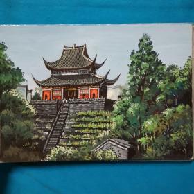 水粉风景画  第五册  册页 名胜古迹  10张  作者自制布面精装  长：32.5cm 宽：21cm  高：2.6cm  质量：1kg   
注：最后三图仅供说明 不含此商品
毛梦云先生的作品2006年参展由中国残联和北京奥组委联合主办的“同一个世界、同一个梦想”为主题的展览 时年92岁 是参赛选手中年龄最大的一位