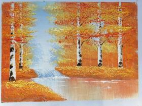 纯手绘油画 风景图  山水画  红树林