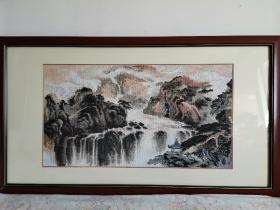 十字绣  山水画  镜心尺寸 长：76cm 宽：42cm   物件大 运费较高  请您与店主协商