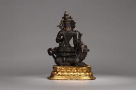 清代：铜鎏金文殊菩萨坐像