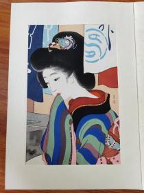 ※浮世绘※池田蕉园※《美人》※最高级复刻*超美高级手搨木版画※稀少。画芯尺寸37*26cm，品相如图。1977年创土社限量980套发行，研请了当时最好的雕刻师、拓印师，高度还原，有些甚至超出了原作。