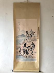 自己收藏大师手绘四尺立轴 【俊马图】画工精细 品相完美 栩栩如生