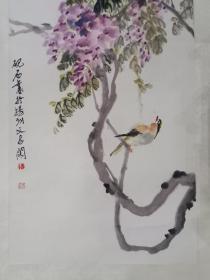 保真书画，扬州画家金砚石精美国画一幅，原装裱立轴，画心尺寸68×34cm（注:我画廊所有作品标注尺寸都是画心尺寸）