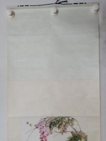 保真书画，扬州画家金砚石精美国画一幅，原装裱立轴，画心尺寸68×34cm（注:我画廊所有作品标注尺寸都是画心尺寸）