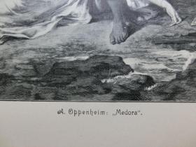 【百元包邮】《溺水的米朵拉》（Medora）  1903年 木刻版画  纸张尺寸约41×28厘米 （编号M003783）
