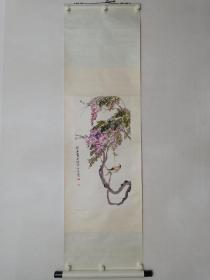 保真书画，扬州画家金砚石精美国画一幅，原装裱立轴，画心尺寸68×34cm（注:我画廊所有作品标注尺寸都是画心尺寸）