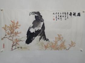 保真书画，著名画家，清华美院二位国画大家宋涤，刘玉楼四尺整纸合璧之作《雄视图》一幅。