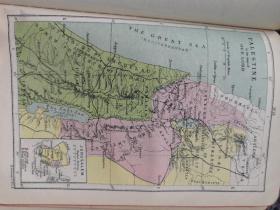 1914年签名  THE HOLY BIBLE CONTAINING THE OLD AND NEW TESTAMENTS 后面有几页彩色地图 全皮装帧 1000多页  三面书口刷金