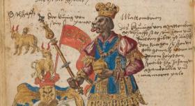 【提供资料信息服务】巴伐利亚公爵威廉四世和艾伯特五世宫廷服饰书.精美的插图展示了1508至1551年间巴伐利亚公爵威廉四世（William IV）及其儿子艾伯特五世（Albert V）时期，宫廷里所使用的军队服饰和民间服饰、制服以及战争徽章