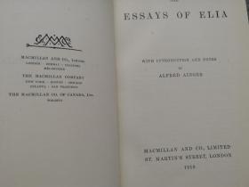 1910年  THE ESSAYS OF ELIA  全皮装帧  三面书口刷金