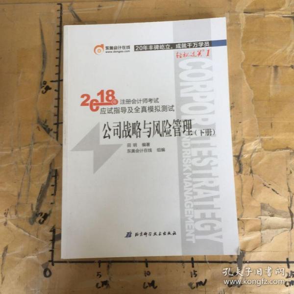 注册会计师2018教材东奥轻松过关1应试指导及全真模拟测试 公司战略与风险管理 上下册