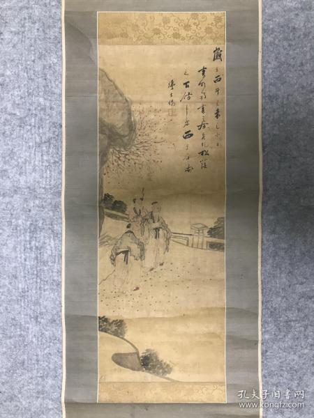 清代书画名家 张士保（款）画作，日本回流，清末民初日本原装旧裱，疑为仿作，绢本立轴，画芯66*24cm