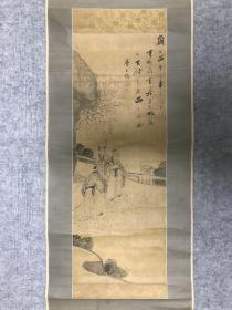 清代书画名家 张士保（款）画作，日本回流，清末民初日本原装旧裱，疑为仿作，绢本立轴，画芯66*24cm