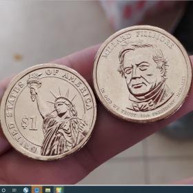美国第十三任总统币 米勒德·菲尔莫尔 直径约26.5mm 硬币 收藏