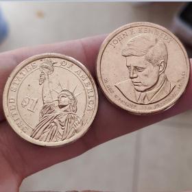 美国第三十五任总统币  菲茨杰拉德  直径约26.5mm 硬币钱币 收藏