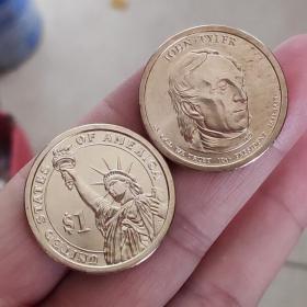 美国第十任总统币 约翰·泰勒 直径约26.5mm 硬币钱币 收藏