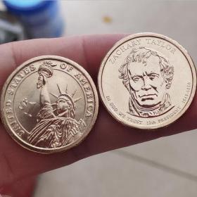 美国第十二任总统币 扎卡里·泰勒 直径约26.5mm 硬币钱币 收藏