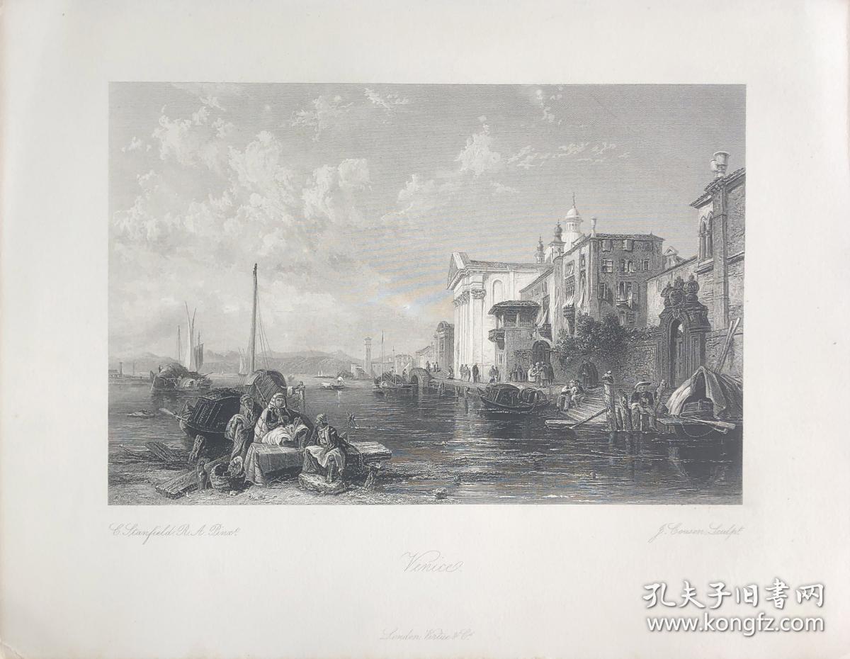 「威尼斯」斯坦菲尔德[绘] J. Cousen[刻] 1866年The Art Journal 钢版画 尺寸34*26.5厘米 /VernonB02