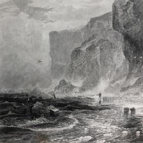 「海上风暴」塞缪尔·巴夫[绘] 威廉·理查森[刻] 1871年初版本钢版画 尺寸43*29.5厘米 /SWScottA03