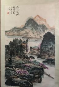 已故安徽宿州画家、版画家 唐干 原裱书画中堂（山水105*64cm、对联136*26cm*2）