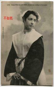 法国  明信片 1906年实寄 洛里昂年轻女孩 服饰CARD-H411 DD