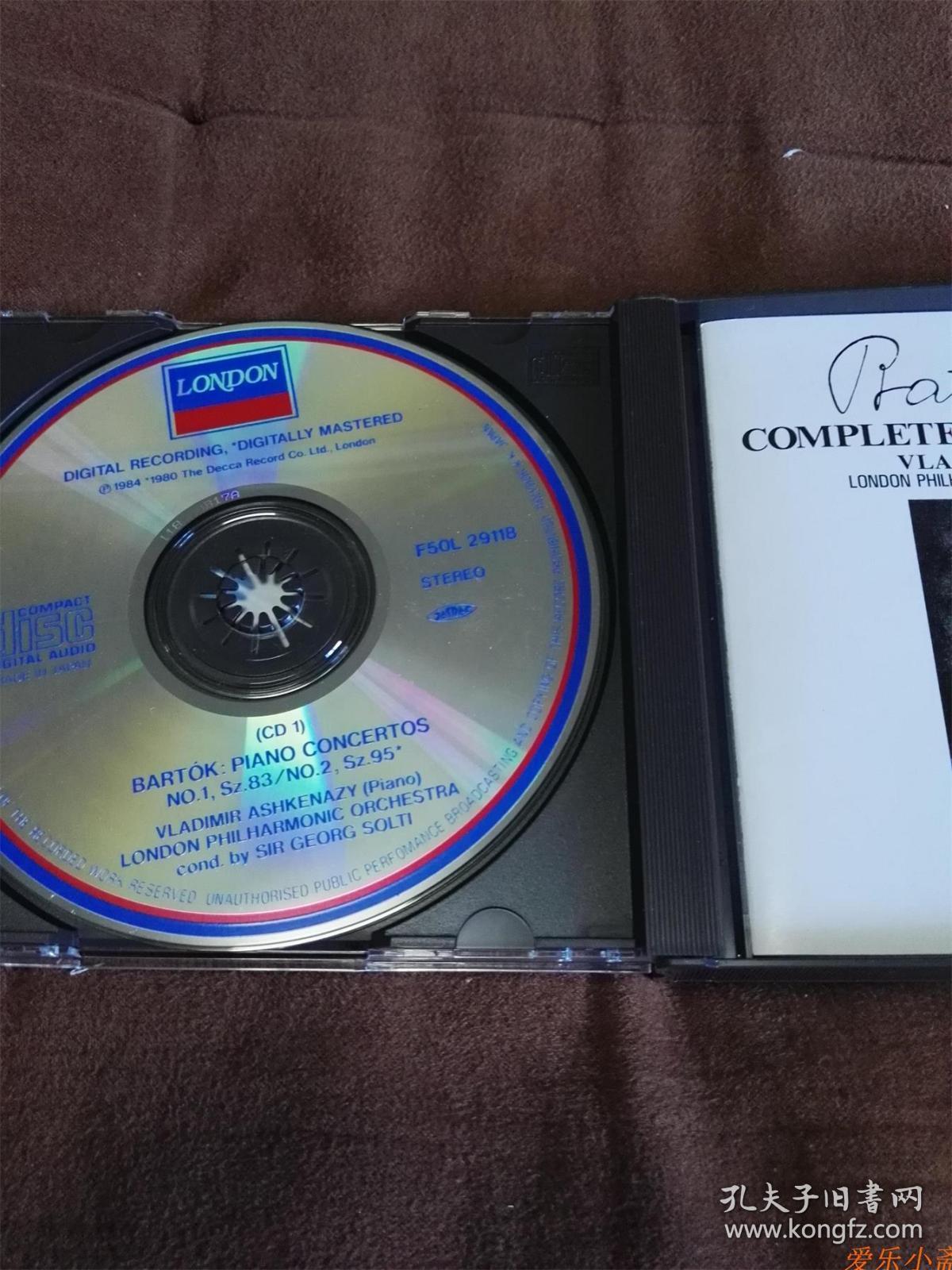 CD唱片 LONDON 巴托克-钢琴协奏曲全集/阿什肯纳齐 2CD 5000日元三洋限定首版
