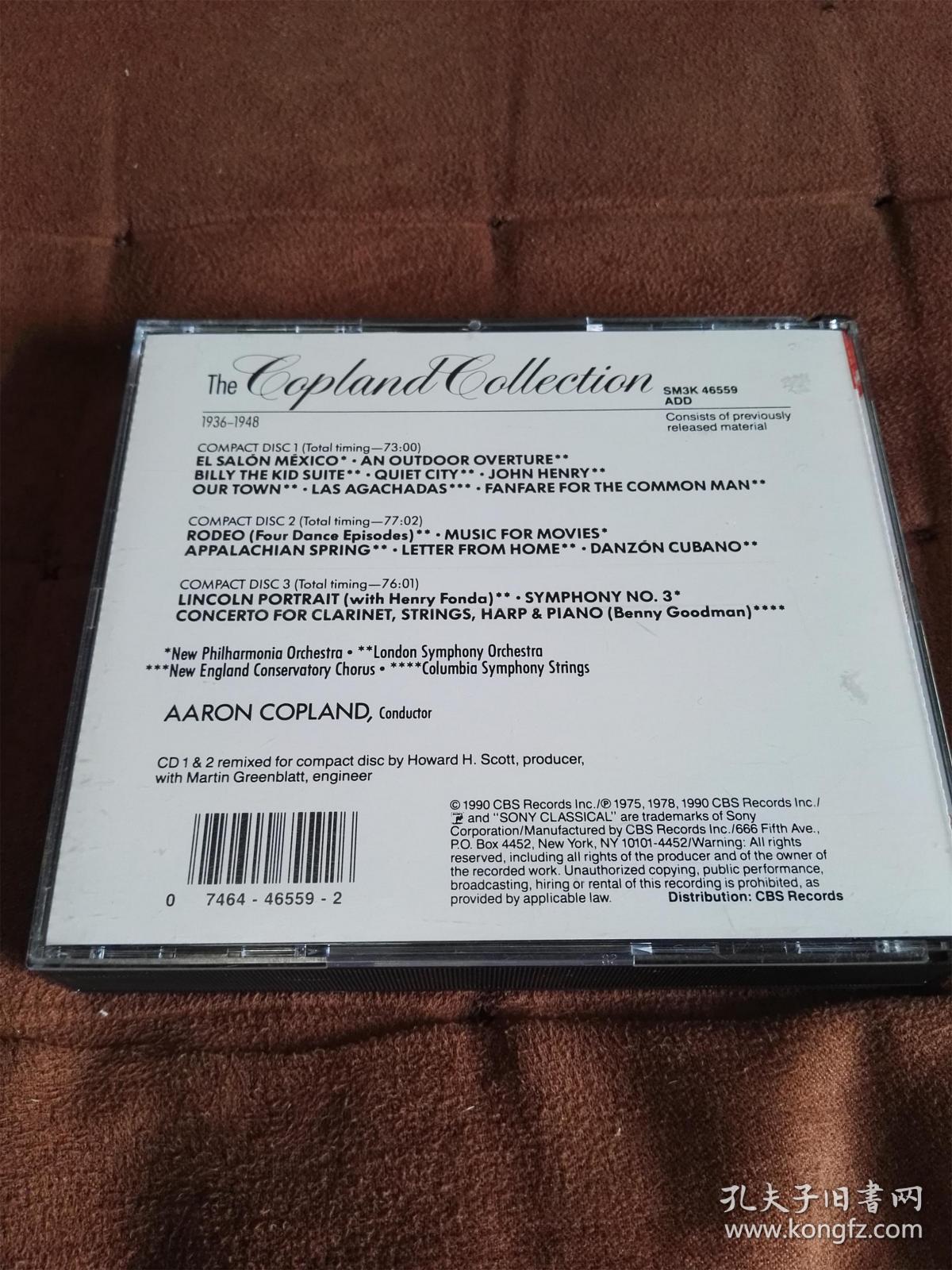 CD唱片 上榜名盘 CBS 柯普兰管弦乐集1936-1948 3CD 美DIDC首版