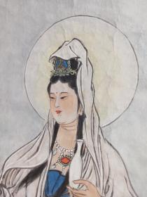 著名连环画家国画家姚柏老师 国画作品《甘露一滴万户皆春》( 观音图 慈航普度 观音大士 观音菩萨 白衣大士 观世音菩萨 ) 54X83 Cm 原稿 原画 原作 …… 议价……（有预算再开口，恕不陪伴闲聊，瞎扯勿扰）