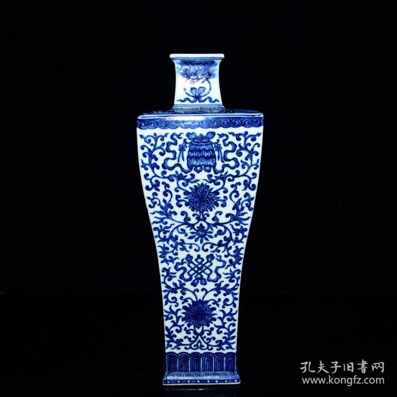 清乾隆年青花缠枝莲四方梅42*14cm