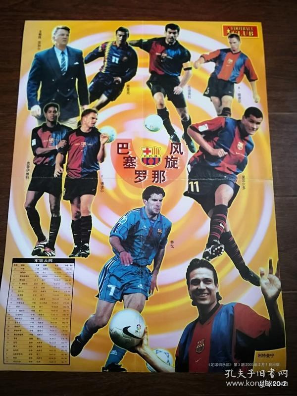 足球俱乐部2000年第3期 海报 巴塞罗那全家福  巴塞罗那