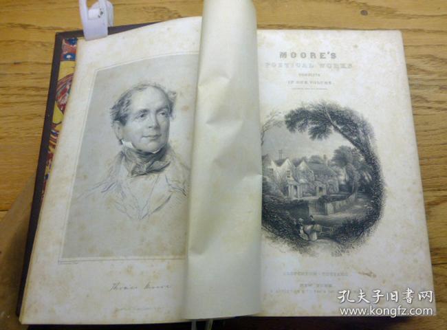 稀缺版，《托马斯·摩尔的诗歌作品全集》8精美钢雕刻版画，1863年出版