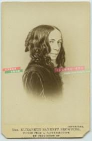 清代英国维多利亚时代最受人尊敬的诗人之一，大文学家，伊丽莎白·芭蕾特·布朗宁，又称勃朗宁夫人或白朗宁夫人，百年之前的CDV蛋白照片