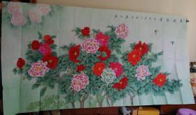 画家 庆臣老师手绘花卉（画片）尺寸236公分×118公分