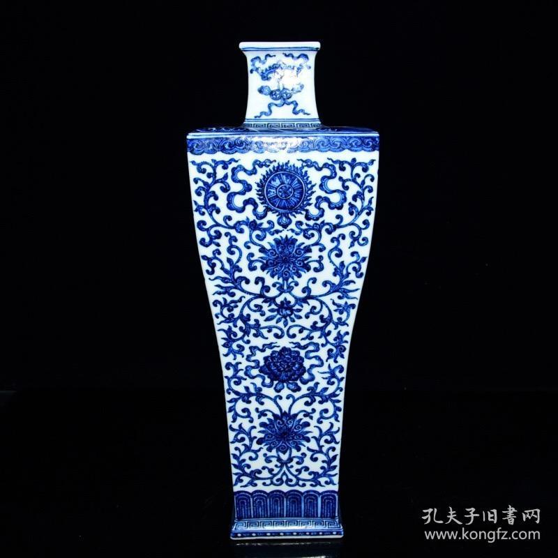 清乾隆年青花缠枝莲四方梅42*14cm