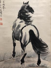 回流立轴，徐悲鸿《哀鸣思战门》尺寸88×45