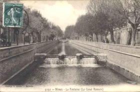 法国早期实寄明信片 罗马运河上的尼姆喷泉
