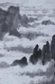 著名水粉画家、北京林大园林学院教授 谢叔宜 水墨画稿《黄山云海》一幅（纸本软片，画心约1.4平尺）HXTX187238