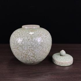 老窑影青釉罐，纯手工拉坯，栩栩如生，全品如图