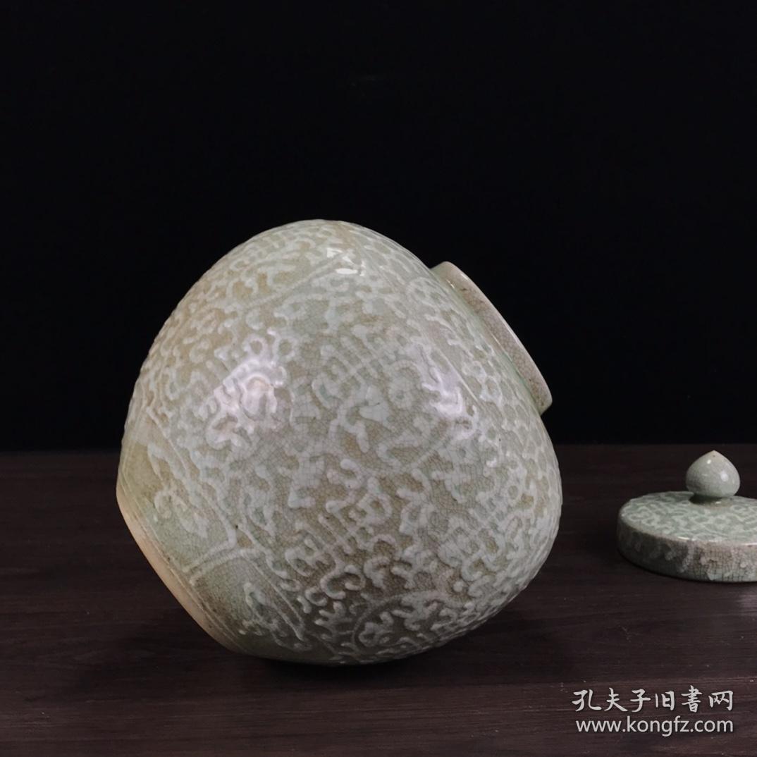 老窑影青釉罐，纯手工拉坯，栩栩如生，全品如图